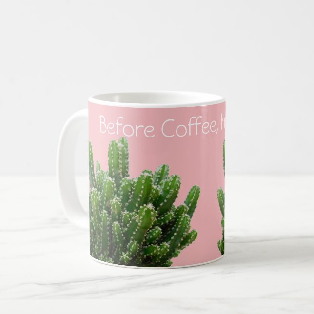 Före kaffet är jag Prickly! Anpassa Kaffemugg (Framsida vänster)