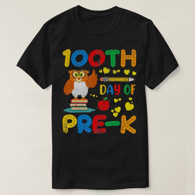 Före Kindergarten Student prek Lärare 100 dagar T Shirt (Design framsida)