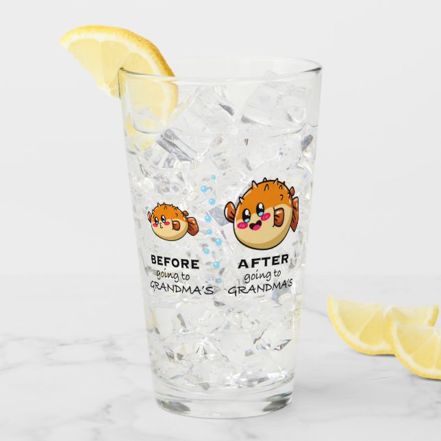 Före och efter att ha gått till Grandma Funny Nana Glaskopp (Framsida Ice)