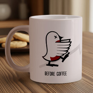 Före och efter Coffee Zombie till Frenzy Funny Rob Jumbo Mugg