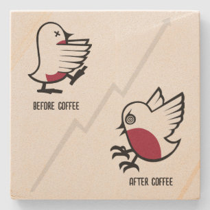 Före och efter Coffee Zombie till Frenzy Funny Rob Stenunderlägg