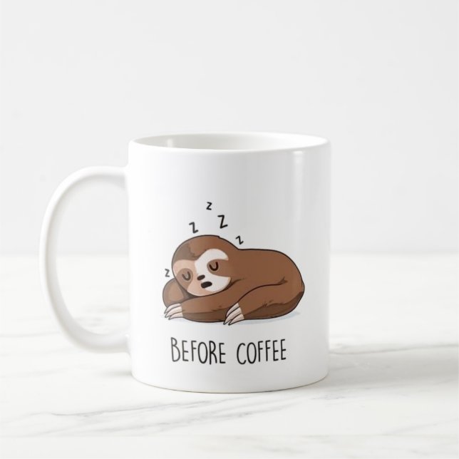 före och efter den söta tecknaden av kaffe kaffemugg (Vänster)