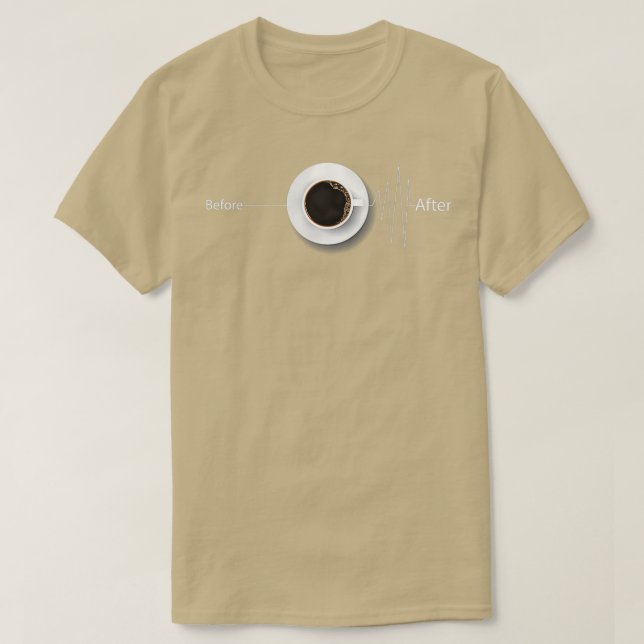 Före och efter kafferelaterad Saker-kaffe Enthu T Shirt (Design framsida)