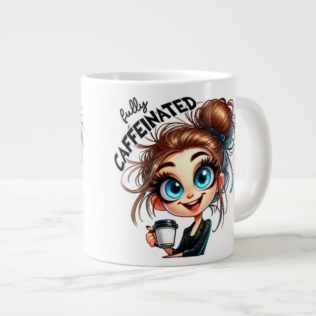 Före och efter koffein - Sarkastisk grumpy Jumbo Mugg (Framsida höger)
