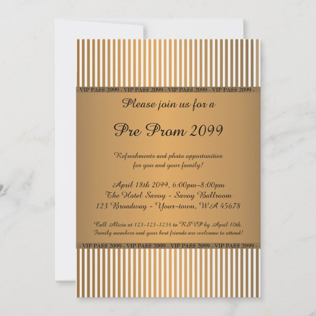 Före Prom-inbjudan,Före Prom, Quinceanera,VIP PASS Inbjudningar (Framsida)
