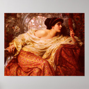 Före Raphaelite "Spegel" av Herr Frank Dicksee Poster