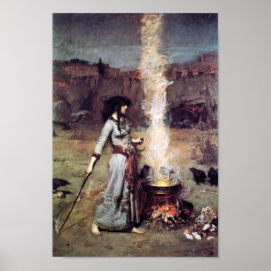 Före Raphaelite Waterhouse Magic Circle Poster