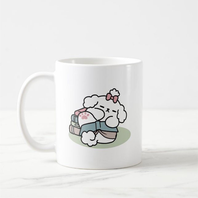 Före sängtiden med min Valp - Bok och Hund älskare Kaffemugg (Vänster)