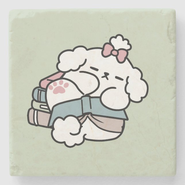 Före sängtiden med min Valp - Bok och Hund älskare Stenunderlägg (Framsidan)