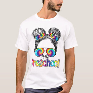 Före School Messy Bun Life Hair Glasses Hippie Bac T Shirt