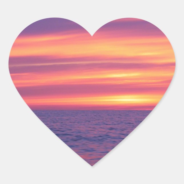 Före soluppgången hjärtformat klistermärke (Framsida)