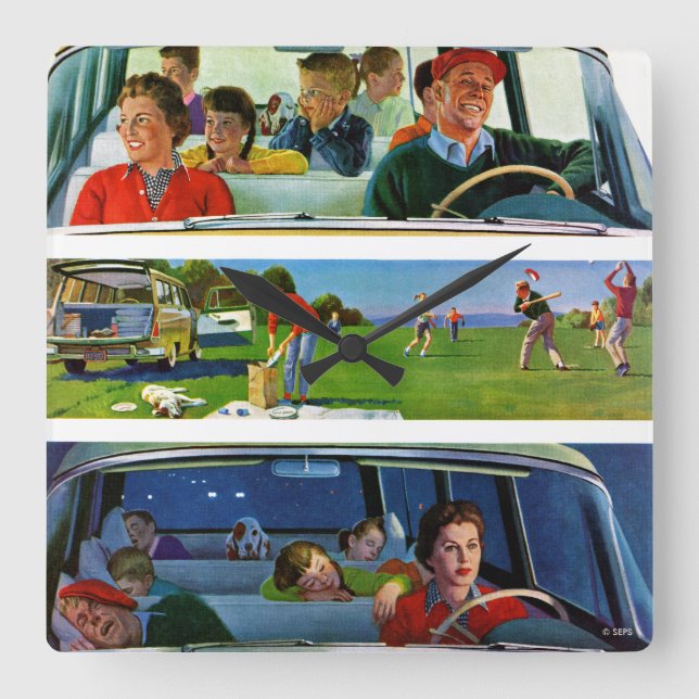 Före, Under och efter bild Fyrkantig Klocka (Framsida)