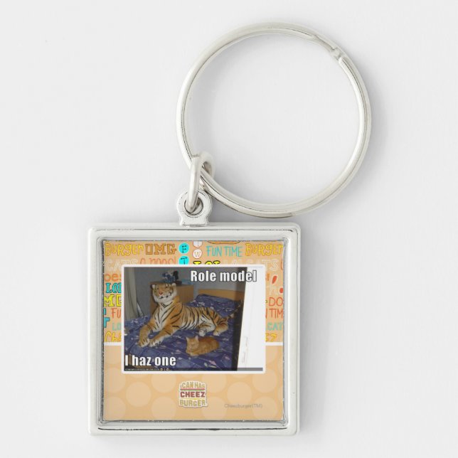 Förebild I-haz en Fyrkantig Silverfärgad Nyckelring (Framsidan)