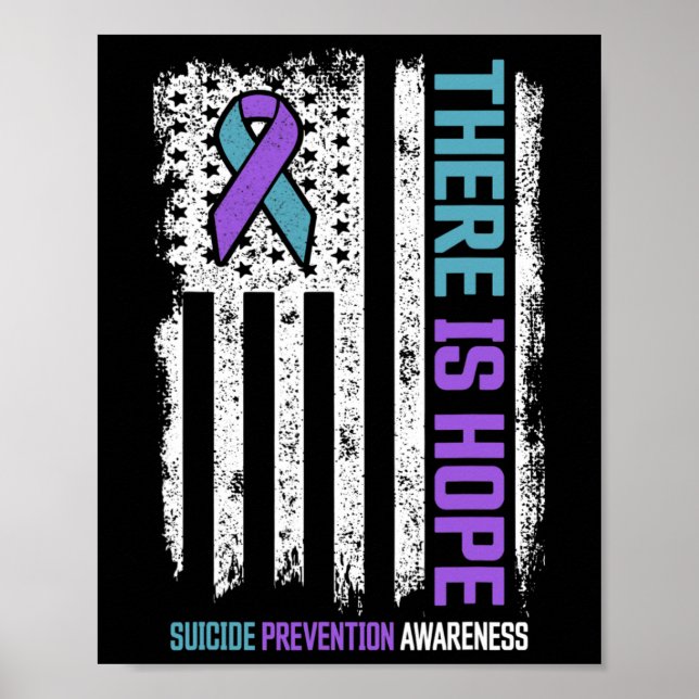 Förebyggande amerikanska Flagga Hope Suicide Aware Poster (Framsidan)