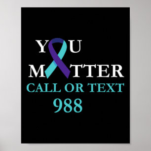Förebyggande av självmordsmedvetande 988 Hotline S Poster