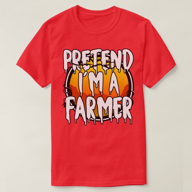 Föredra Im A Farmer Funny Lazy Halloween Costume L T Shirt (Design framsida)
