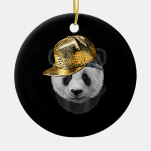 Föredragande Giant Panda i Hip hop Cap Julgransprydnad Keramik