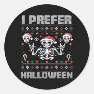 Föredrar Halloween Rolig Jul Ful Skalle Runt Klistermärke