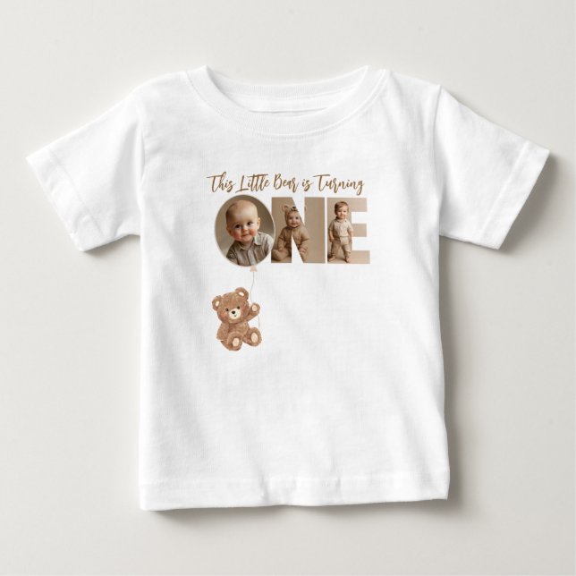 Föregående första födelsedag, lilla björnfoto t shirt (Framsida)