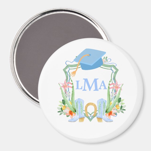 Föregiven sydstatsflicka med monogram-examen magnet (Front/Back)