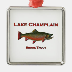 Forell för bäck för sjöChamplain fiske Julgransprydnad Metall