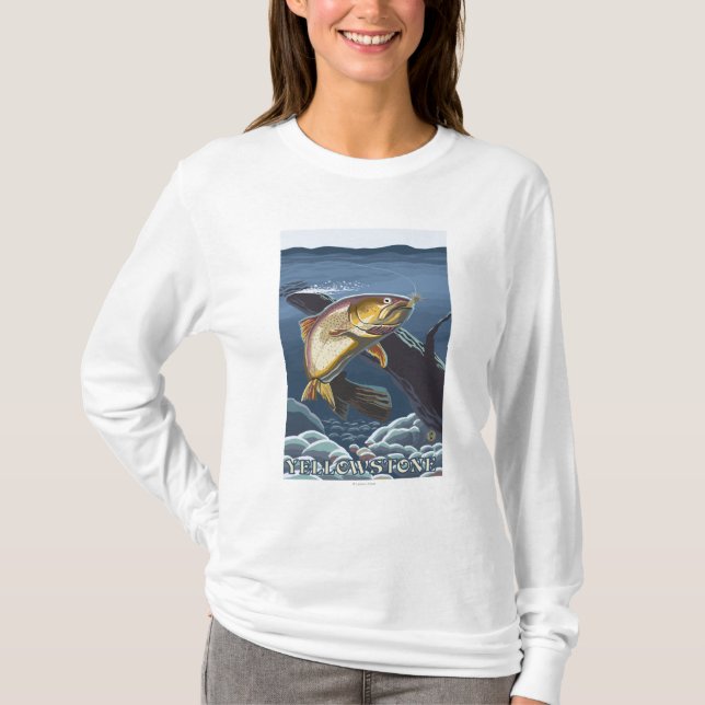 Forell som fiskar tvärsnitt 2 tee (Framsida)