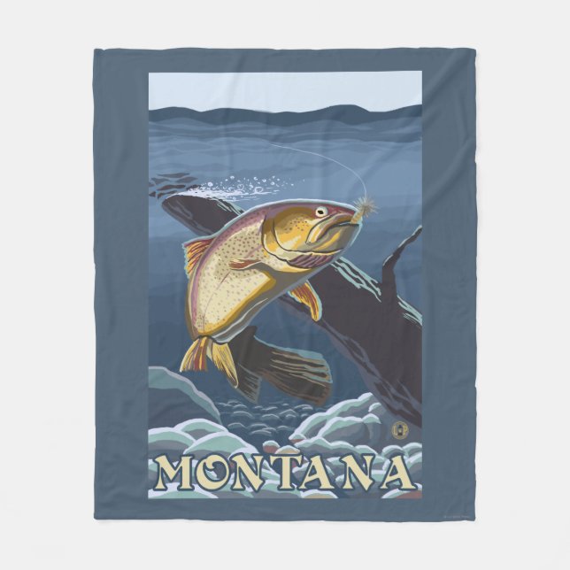Forell som fiskar tvärsnittet - Montana Fleecefilt (Framsidan)