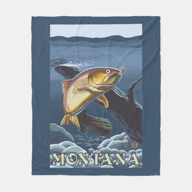 Forell som fiskar tvärsnittet - Montana Fleecefilt (Framsidan)