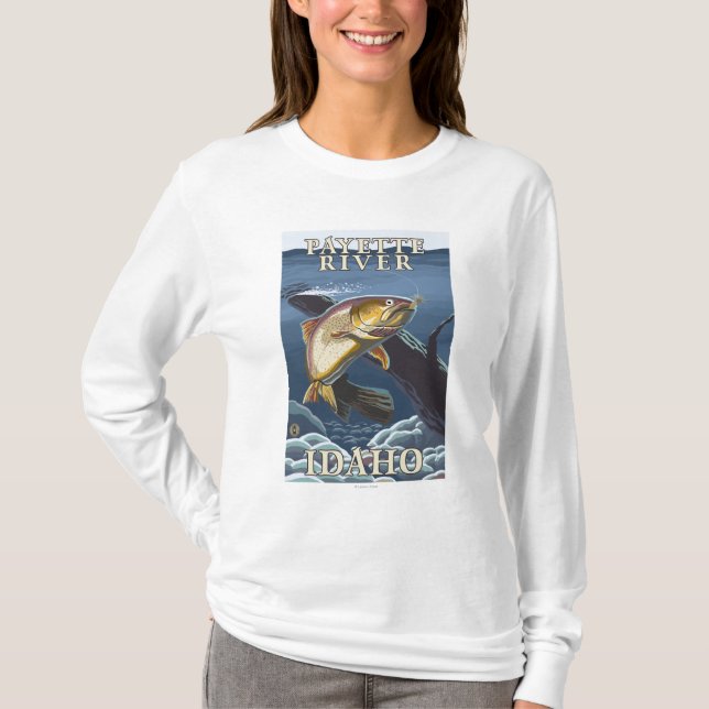 Forell som fiskar tvärsnittet - Payette flod, T-shirt (Framsida)
