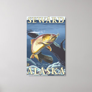 Forell som fiskar tvärsnittet - Seward, Alaska Canvastryck