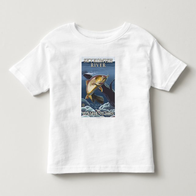 Forell som fiskar tvärsnittet - Skykomish flod, T Shirt (Framsida)