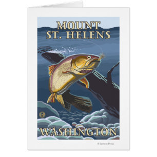 Forell som fiskar tvärsnittet - St Helens, WA Hälsningskort