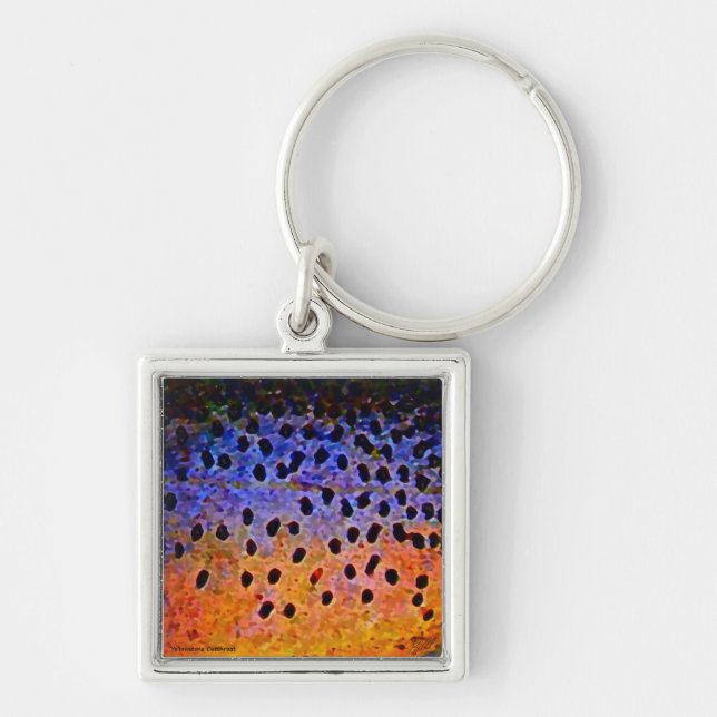 Forellen flår - nyckelringen fyrkantig silverfärgad nyckelring (Framsidan)