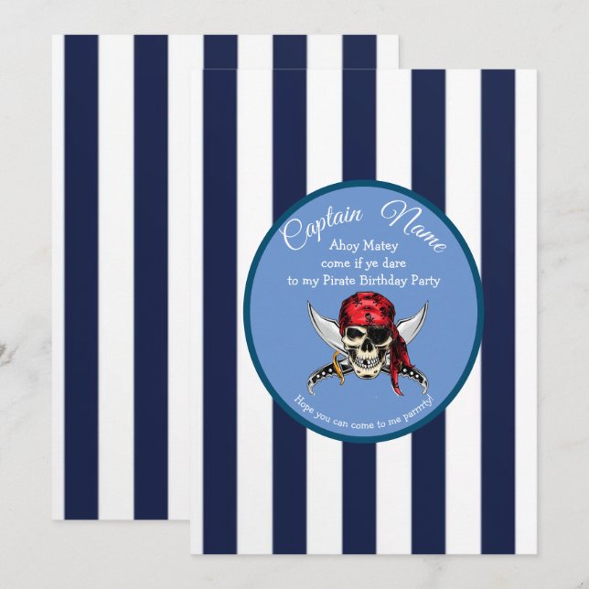 Förena oss för ett Piratäventyr Inbjudningar (Fram/baksida)
