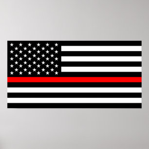 förenad tunn brandman USA för röd Poster