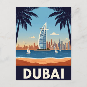 Förenade Arabemiraten Burj Al Arab Beach Retro Vykort