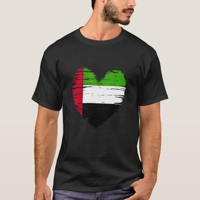Förenade Arabemiraten Heart Emirati Flagga Emirati T Shirt (Framsida)