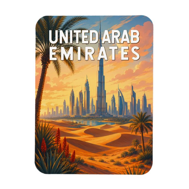 Förenade Arabemiraten Illustration Resa Konst Magnet (Vertikal)