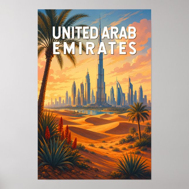 Förenade Arabemiraten Illustration Resa Konst Poster (Framsidan)