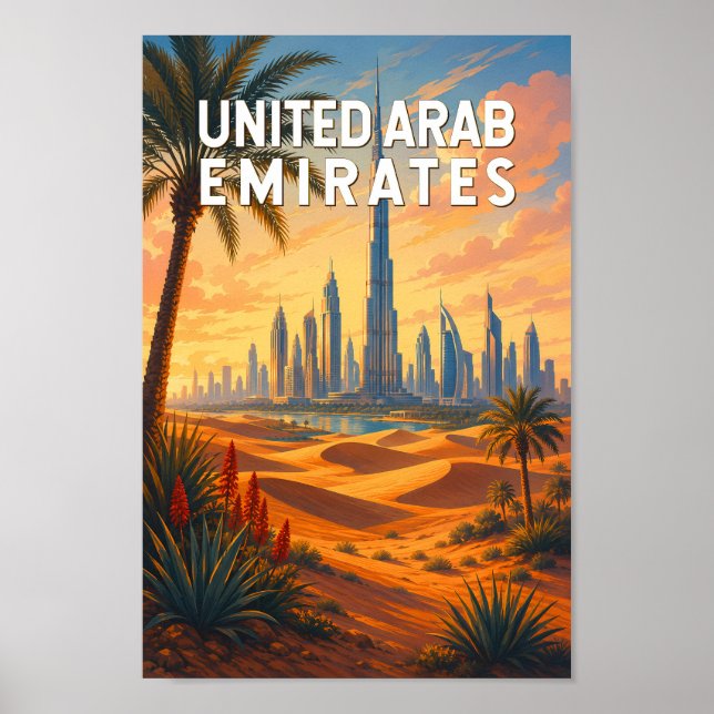 Förenade Arabemiraten Illustration Resa Konst Poster (Framsidan)