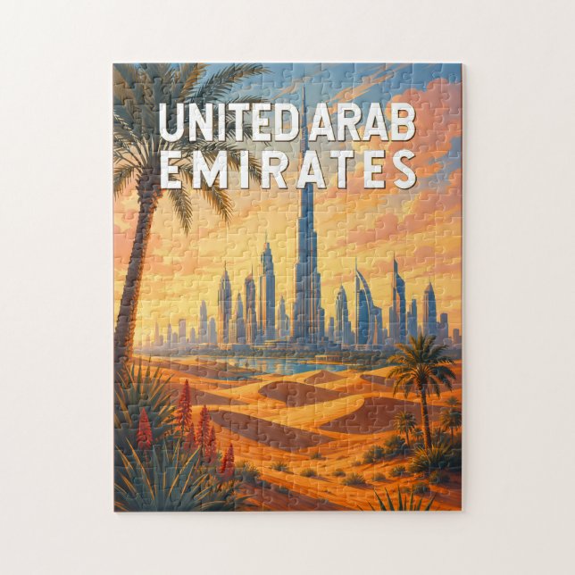 Förenade Arabemiraten Illustration Resa Konst Pussel (Vertikal)
