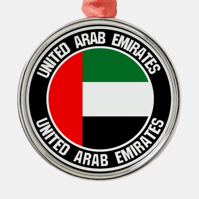 Förenade Arabemiraten Round Emblem Julgransprydnad Metall (Framsidan)