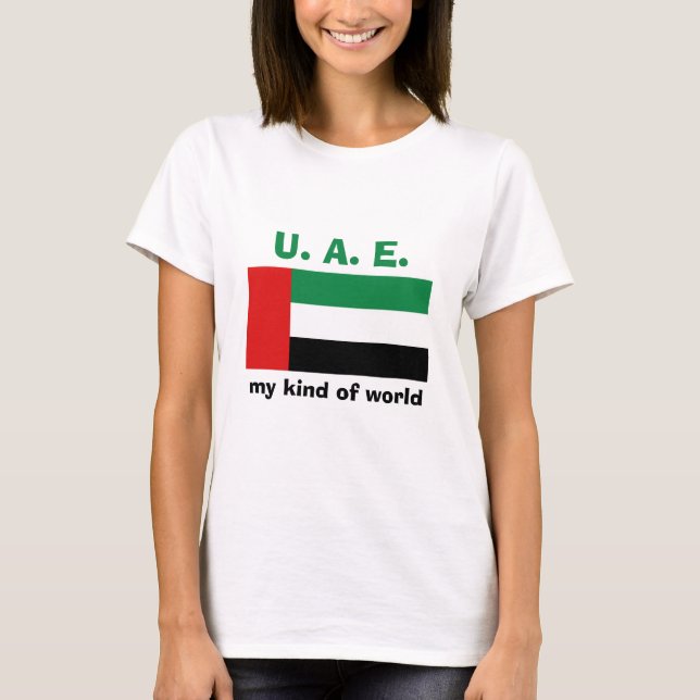 Förenade Arabemiratens flagga + karta + text t-shi Tee Shirt (Framsida)