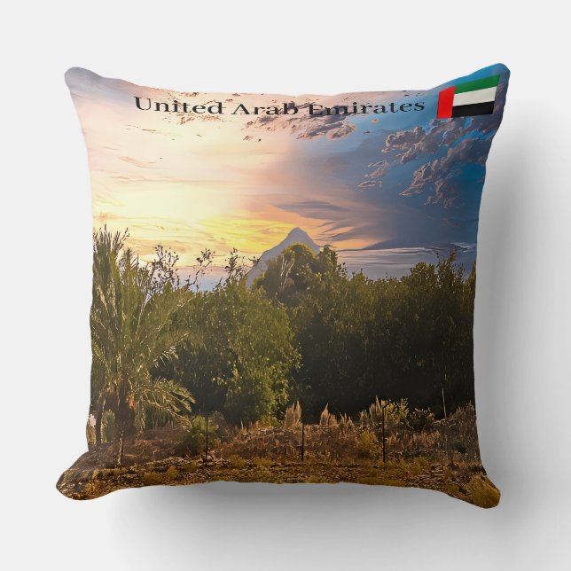 Förenade Arabemiratens ökenlandskap vid solnedgång Kudde (Framsida)