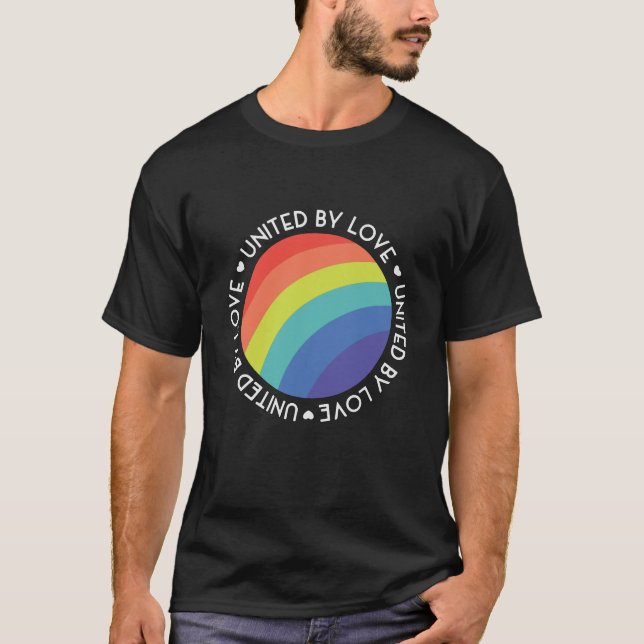 Förenade efter Kärlek LGBT Pride Gay Lesbisk Rainb T Shirt (Framsida)
