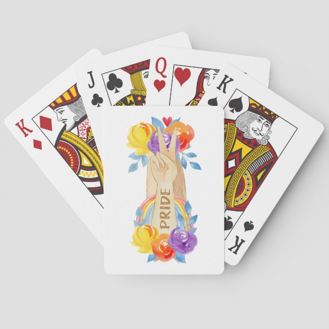 Förenade Händer med Pride Blommigt-kort Casinokort (Baksidan)