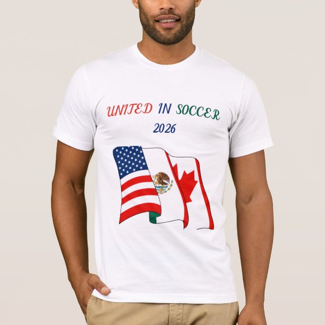 Förenade i fotboll 2026 VM-värdar Flagga T-Shirt (Framsida)