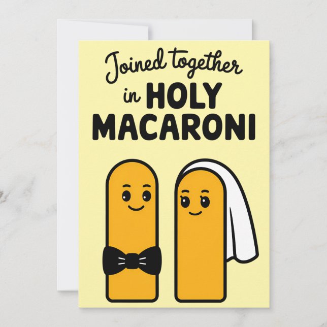 Förenade i helig makaron Funny Pasta Inbjudningar (Framsida)