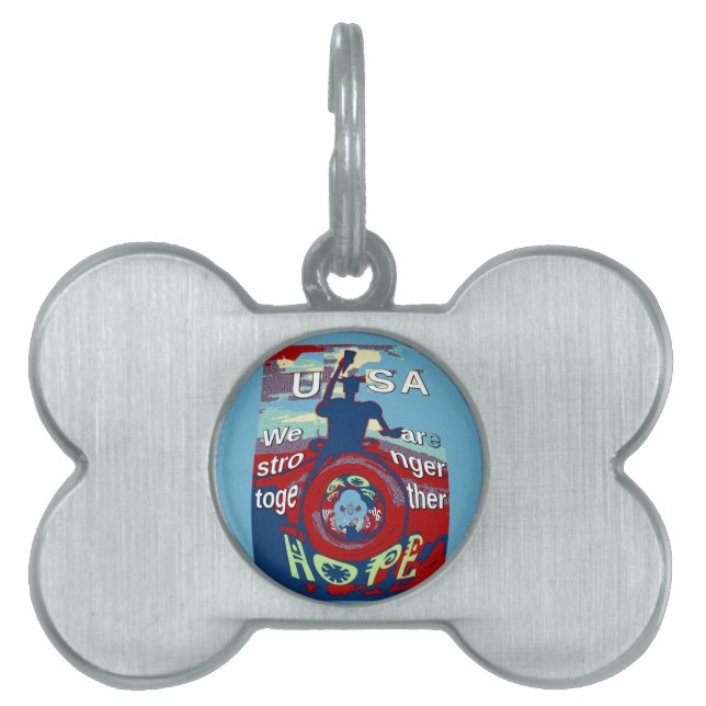 Förenade i hopp: Starkare tillsammans - USA Art Pr ID-bricka Husdjur (Framsidan)
