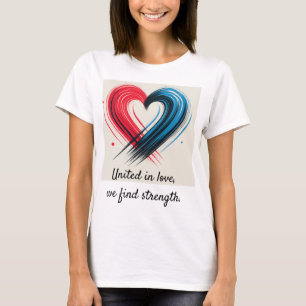 Förenade i Kärlek Tee - Red and Blue Heart med Ins